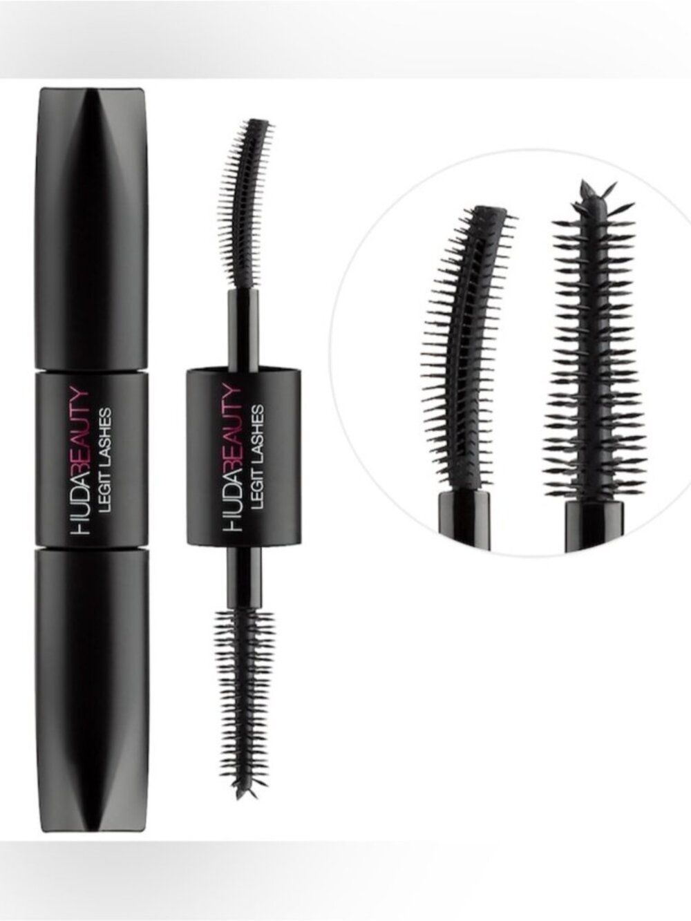 Huda Beauty Legit Lashes Curl & Length Duo Mascara Black 2-in-1 Volumizing eyes
